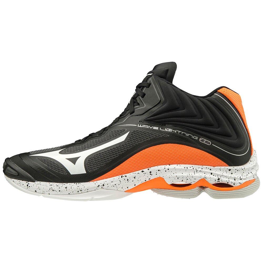 Mizuno Men's Volleyball Shoes Wave Lightning Z6 Mid Black/White/Orange - XBMCJUZ-70